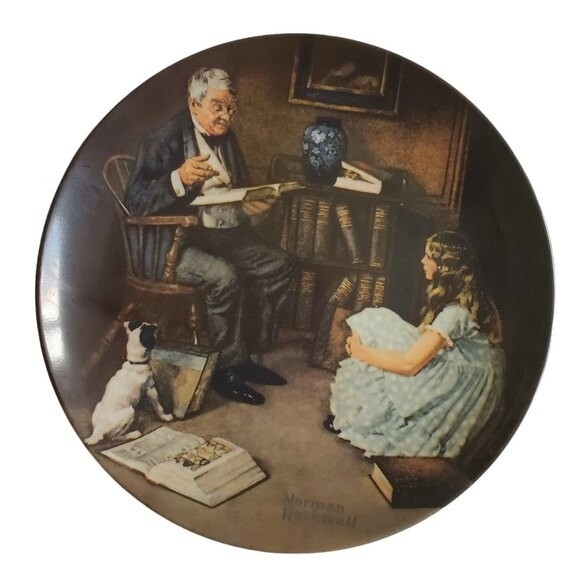 The Storyteller by Norman Rockwell collector plate # Q17878 - Picture 1 of 3